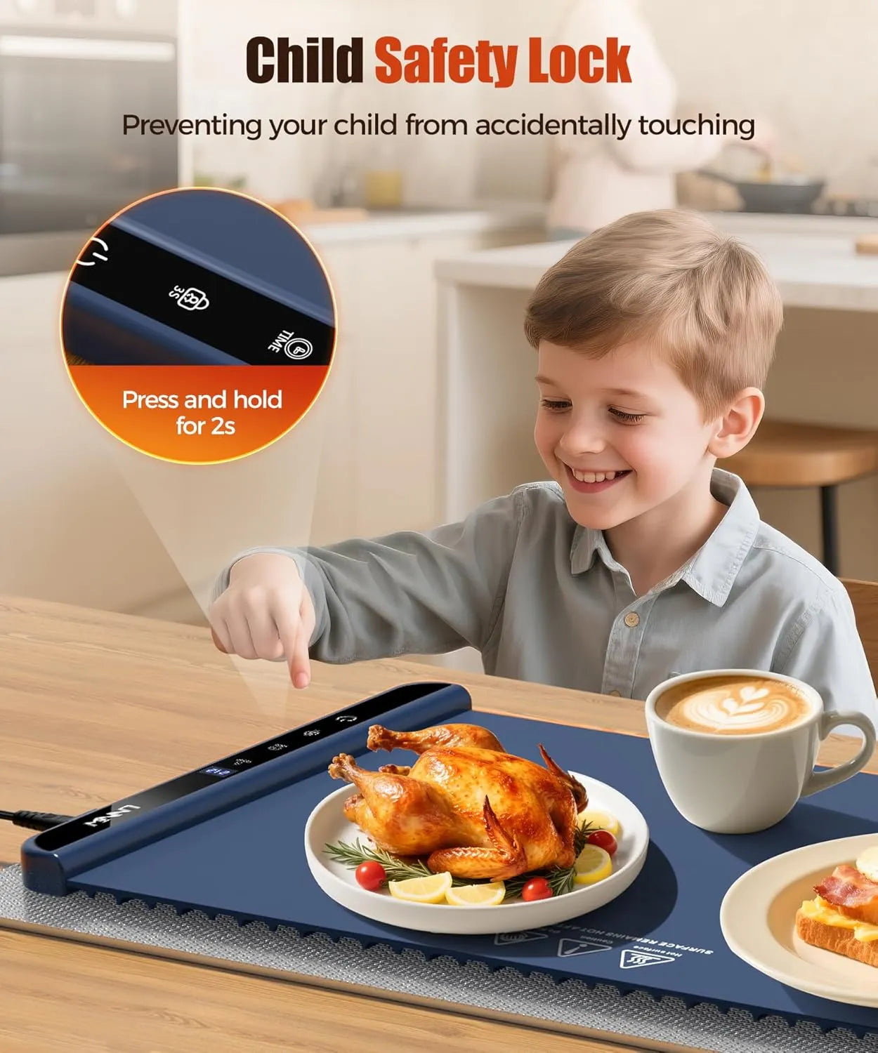 Food Warming Mat with Heat-Resistant Pad